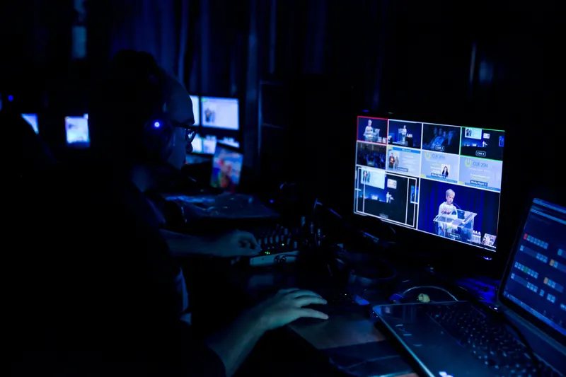 Camera and IMAG screens at the CUE conference