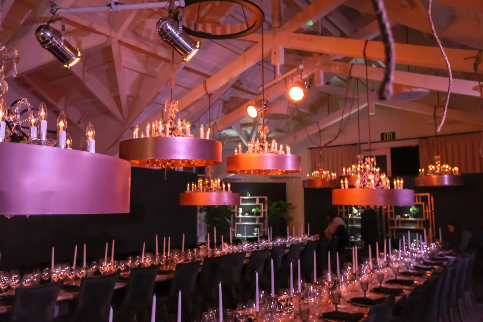 Decor lighting for a film festival dinner at Meadowood