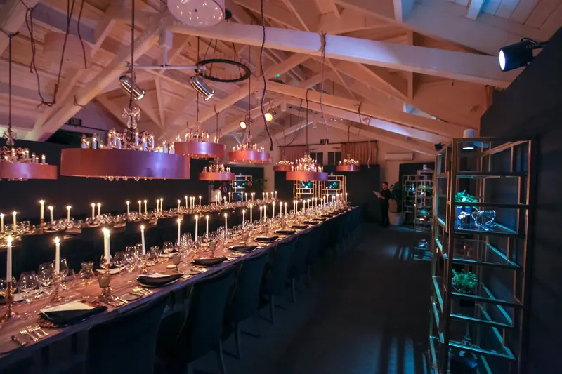 Film festival dinner decor lighting at Meadowood