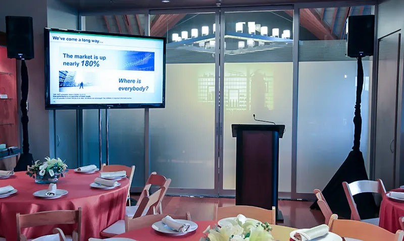 80-inch HDTV monitor on a stand