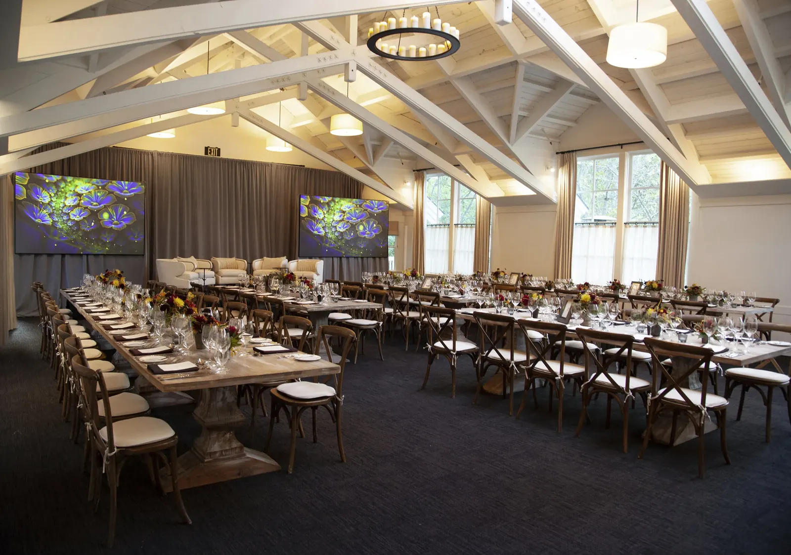 ALR projection screen set up in a vintners room