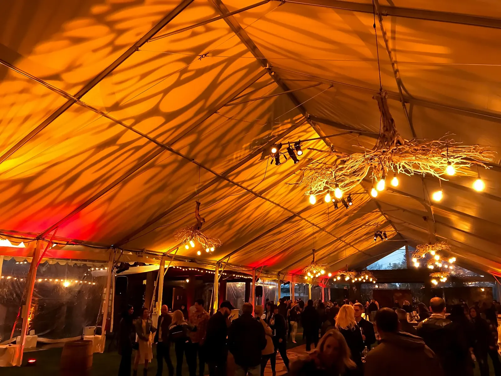 Event tent after the lighting setup