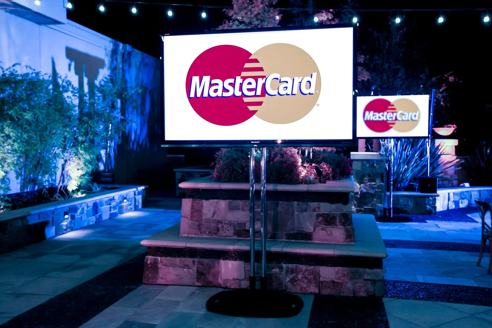 80-inch monitor at a Mastercard event at the Westin