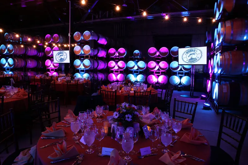 Monitors and uplights at a Montessori gala at Black Stallion