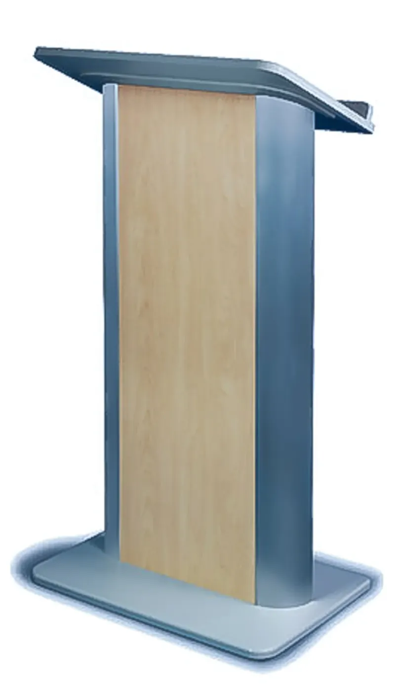 Podium with natural wood finish