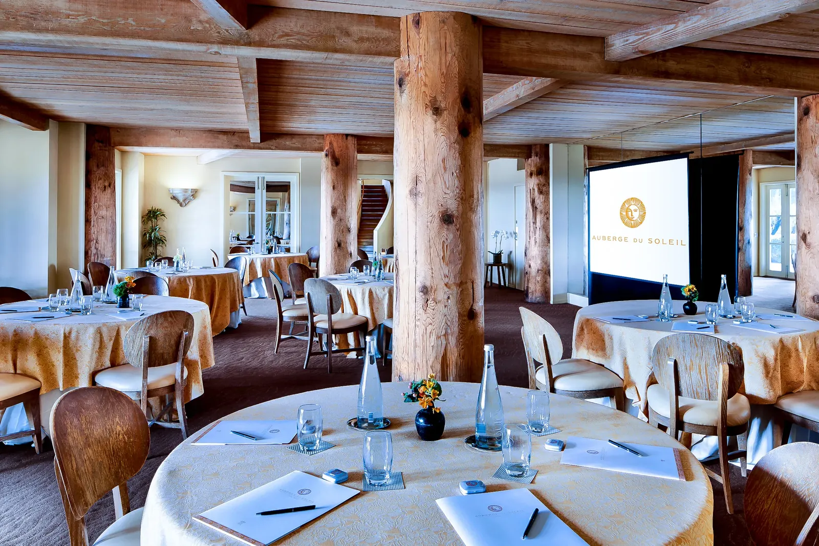 Projector screen setup at Auberge in Vista I