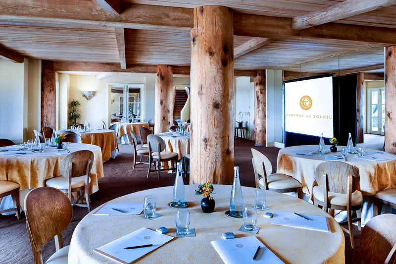 Projector screen setup at Auberge in Vista I