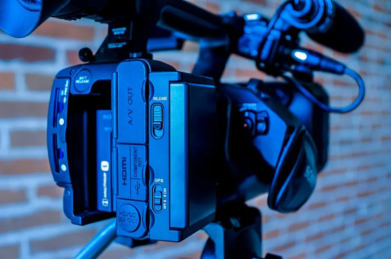 Close-up of a Sony video camera